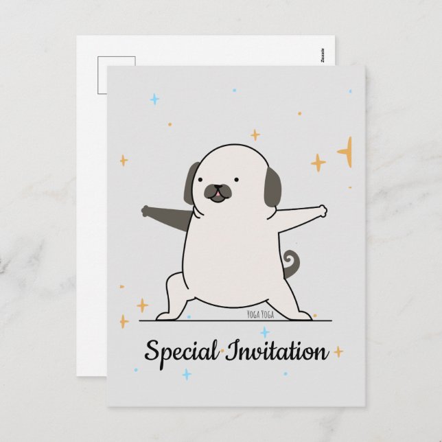 Personalise Cute Yoga Dog For Dog & Yoga Lover Holiday Postcard (Front/Back)