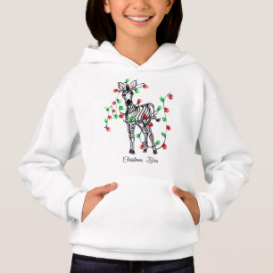 Personalise cute zebra with holiday twinkle lights