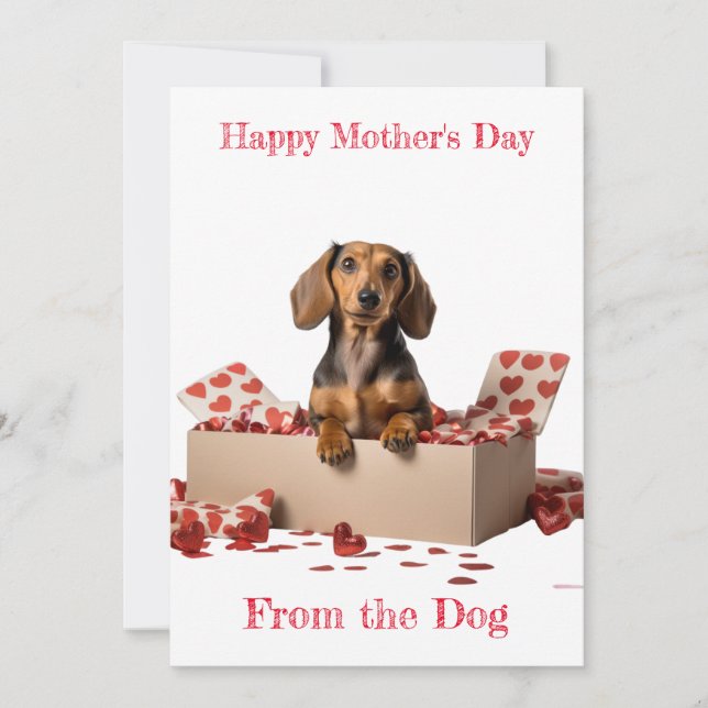 Personalise Dachshund Hearts Mother's Day Holiday Card (Front)