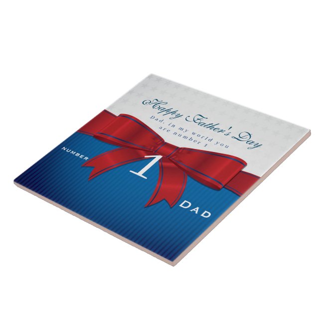 Personalise Dad Number One In My World   Ceramic Tile (Side)