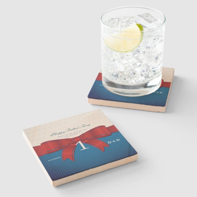 Personalise Dad Number One In My World   Stone Coaster (Side)