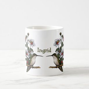 Personalise: Daisies, Hummingbird, Ladybugs: Art Coffee Mug