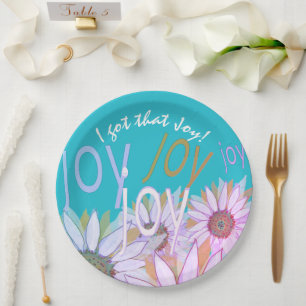 Personalise Daisy: Floral Joy, Joy, Joy!  Paper Pl Paper Plate