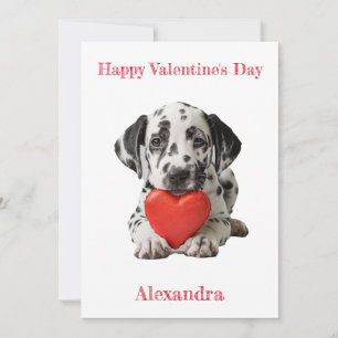 Personalise Dalmatian Puppy Valentine Holiday Card