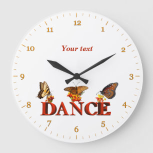 Personalise Dance sign with butterflies Large Clock