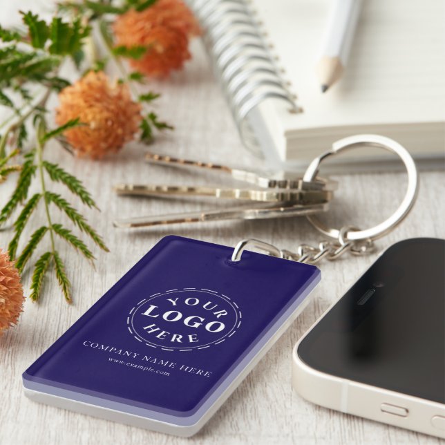 Personalise Dark Blue Rectangle (double-sided) Key Ring (Front Right)