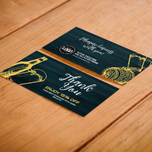 Personalise Dark Green Brewery Theme Discount Card