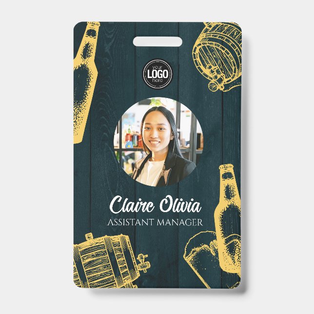 Personalise Dark Green Brewery Theme ID Badge (Front)