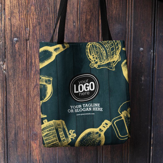 Personalise Dark Green Brewery Theme Tote Bag (Creator Uploaded)