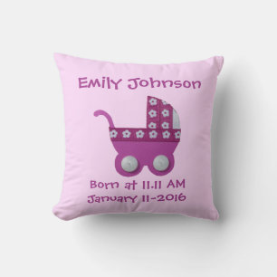Personalise Dark pink stroller baby girl shower Cushion