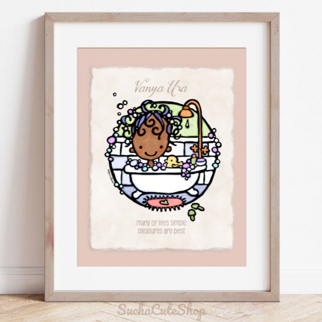 Personalise! Dark Skin Girl Bubble Bath Art Poster (Creator Uploaded)