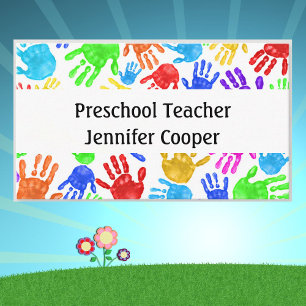 Personalise Daycare Preschool Teacher Colourful Business Card