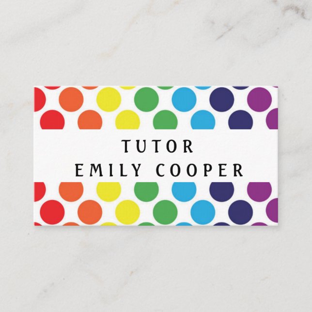 Personalise Daycare Preschool Teacher Colourful Business Card (Front)