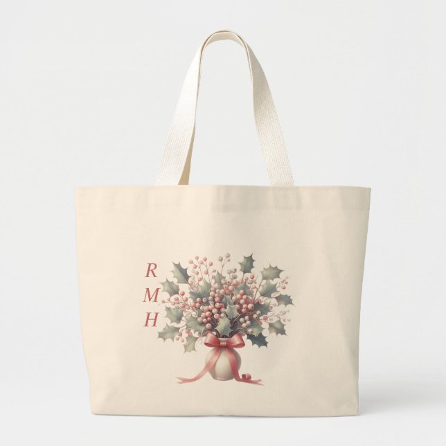 Personalise December Holly Tote Bag (Front)