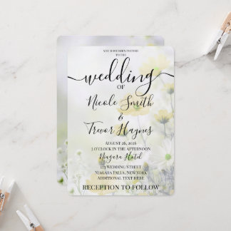 Personalise: Delicate Yellow Flowers Wedding Invitation