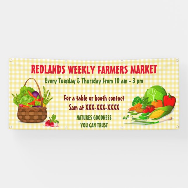 Personalise Detailed Farmers Market Vegetables Banner (Horizontal)