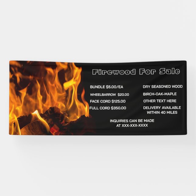 Personalise Detailed Firewood For Sale Business Banner (Horizontal)