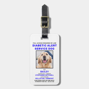 Personalise Diabetic Alert Service Dog Photo Badge Luggage Tag