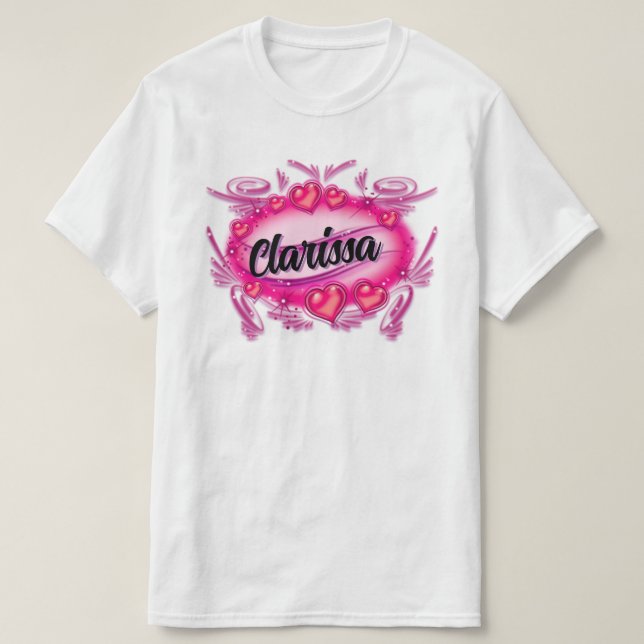 Personalise Digital Airbrush hearts  Design  T-Shirt (Design Front)