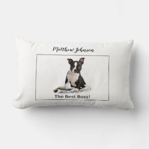 Personalise Dog Newspaper Boss’s Day, Humour Lumbar Cushion