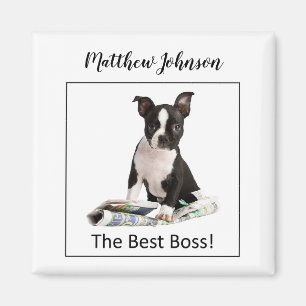 Personalise Dog Newspaper Boss’s Day, Humour Magnet