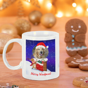 Personalise Dog Santa Rooftop Reindeer With Gifts  Coffee Mug