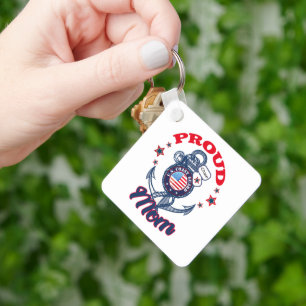 Personalise Dog Tag Proud U.S. Coast Guard Mum Key Ring