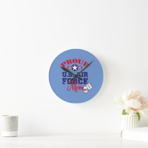 Personalise Dog Tag U.S. Air Force Mum Round Clock
