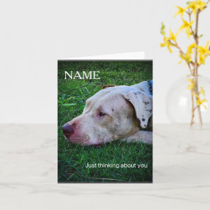 Personalise Dog thinking greeting card
