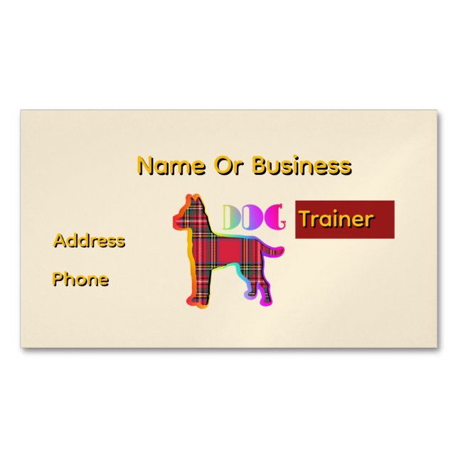 Personalise Dog Trainer Beige   Magnetic Business Card (Front)
