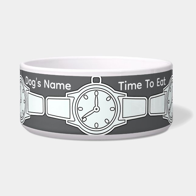 Personalise Dog's Name Time To Eat Grey   (Front)