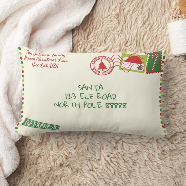 Personalise Dots Santa Letter Christmas Lumbar Cushion (Blanket)