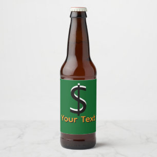 Personalise Double Dollar $ign Green Beer Bottle Label