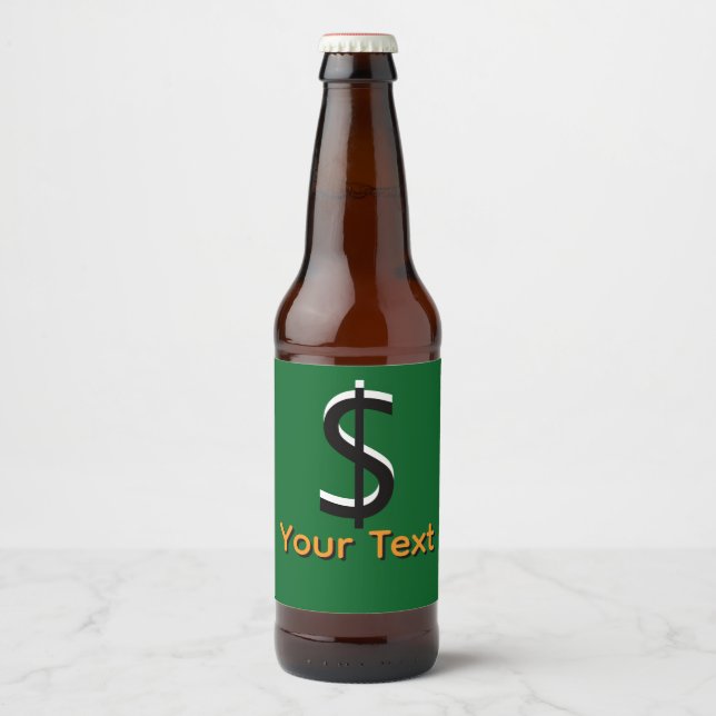 Personalise Double Dollar $ign Green Beer Bottle Label (Front)