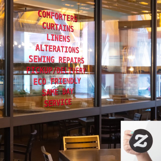 Personalise Dry Cleaners Services Front (Restaurant Window)