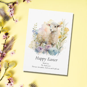 Personalise Easter Lamb Floral Pastels Easter Card