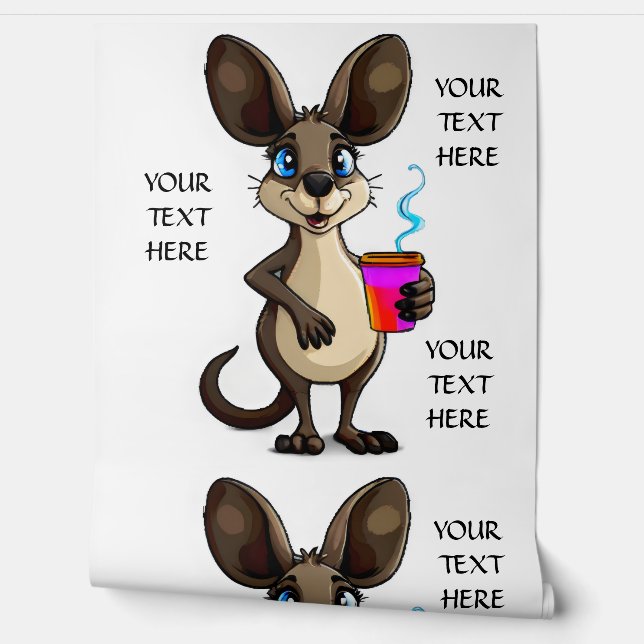 Personalise Edit Text Kangaroo Hot Coffee Decor Wallpaper (Unrolling)