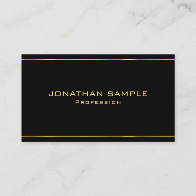Personalise Elegant Black And Gold Modern Template Business Card (Front)