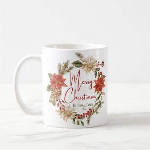 Personalise Elegant Christmas Greetings Floral Coffee Mug