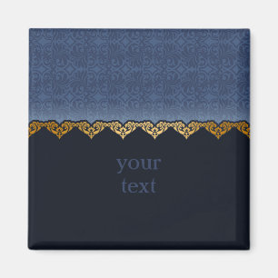 Personalise Elegant Dark Damask Pattern Magnet