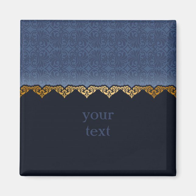 Personalise Elegant Dark Damask Pattern Magnet (Front)