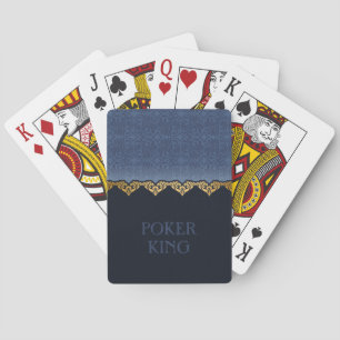 Personalise Elegant Dark Damask Pattern Playing Cards