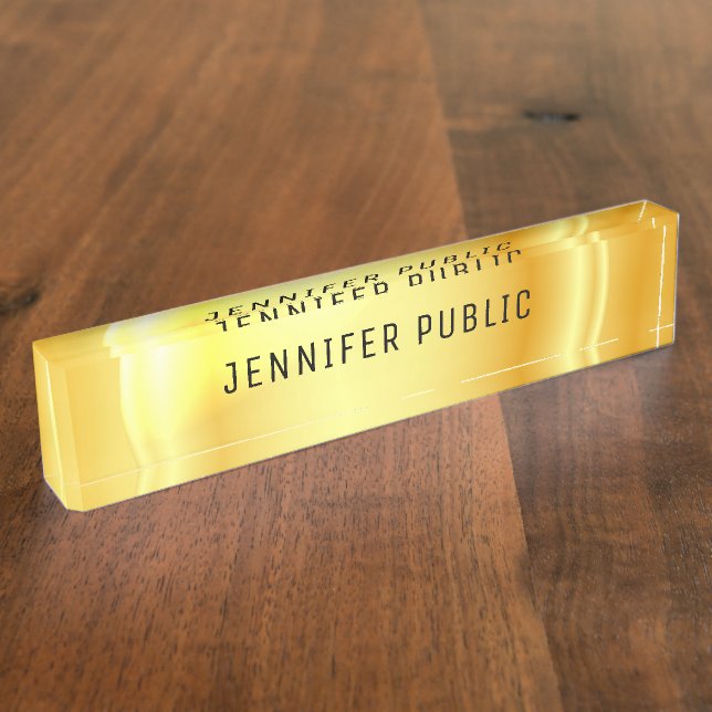 Personalise Elegant Faux Gold Metallic Look Nameplate (Side)