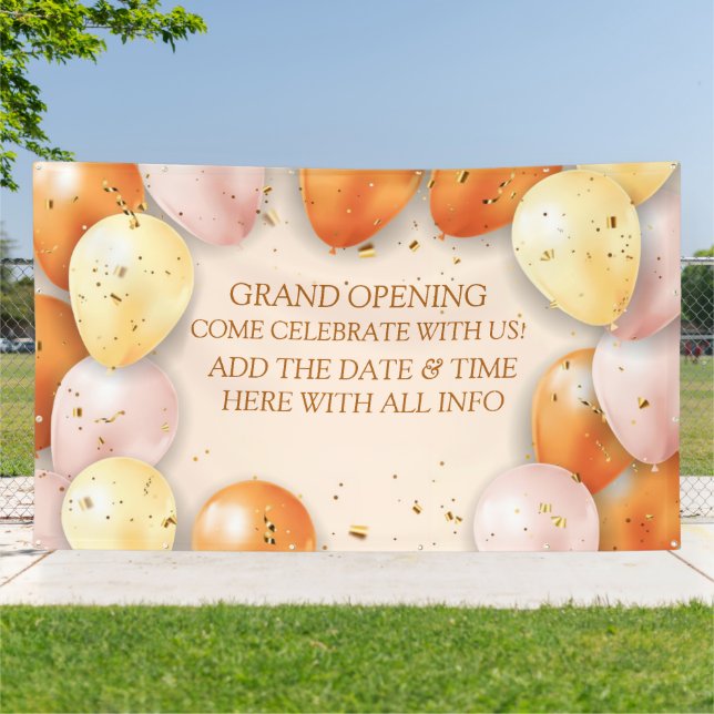 Personalise Elegant Grand Opening Balloons Foil  Banner (Outside)