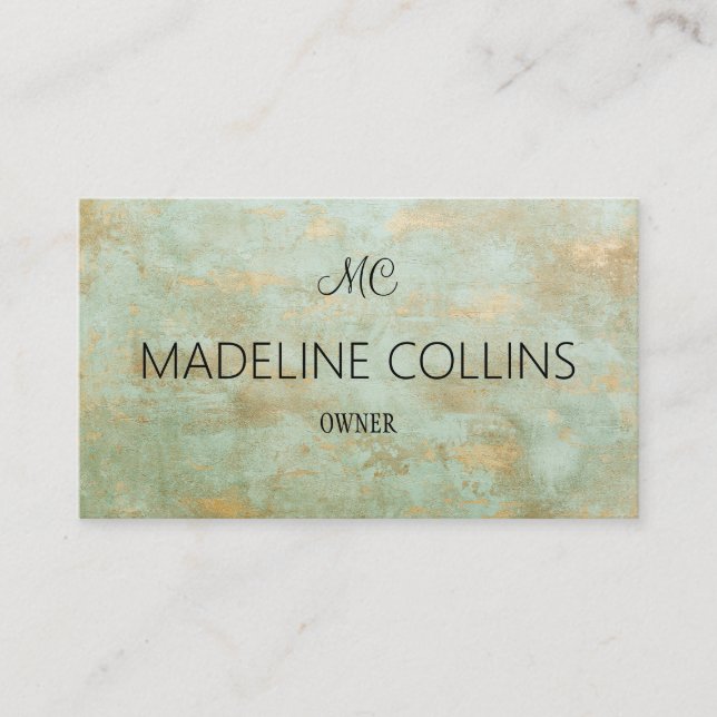 Personalise Elegant modern gold and green mottled  Business Card (Front)