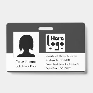 Personalise employee ID card with photo & QR code Badge