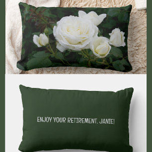 Personalise Enjoy Retirement Coworker Friend Roses Lumbar Cushion