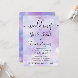 Personalise: Ethereal Purple Bokeh Wedding Invitation