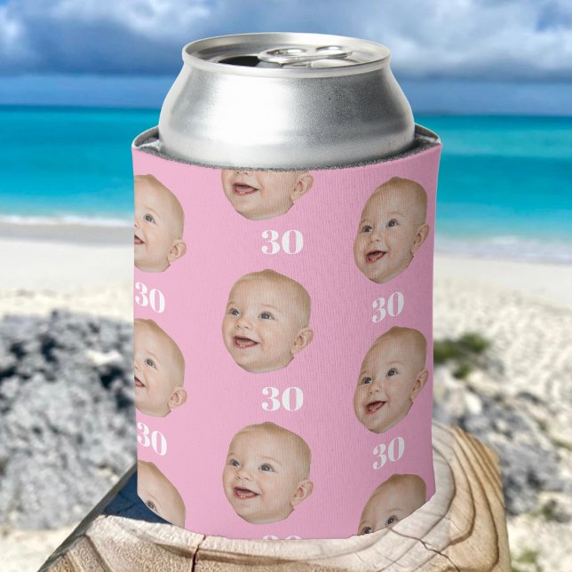 Personalise Face 20th 30th 40th 50th Birthday Crew Can Cooler (Creator Uploaded)