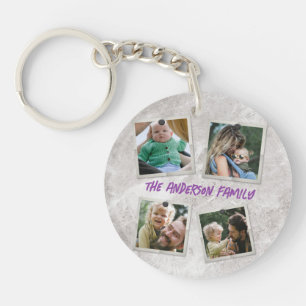 Personalise Family Photo Collage with Texts Key Ring